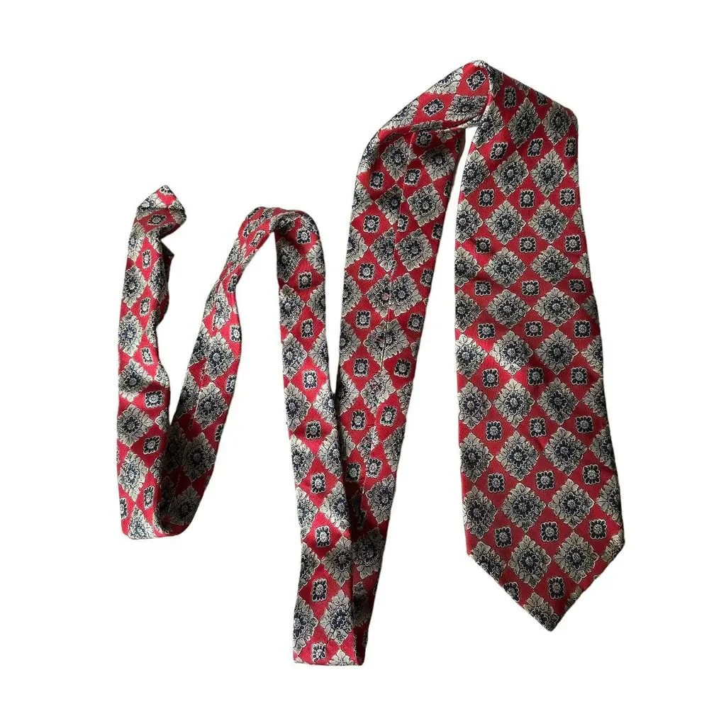Lot Of 2 Bobby Jones Robert Talbott Neckties Red Floral‎ Print Yellow Striped